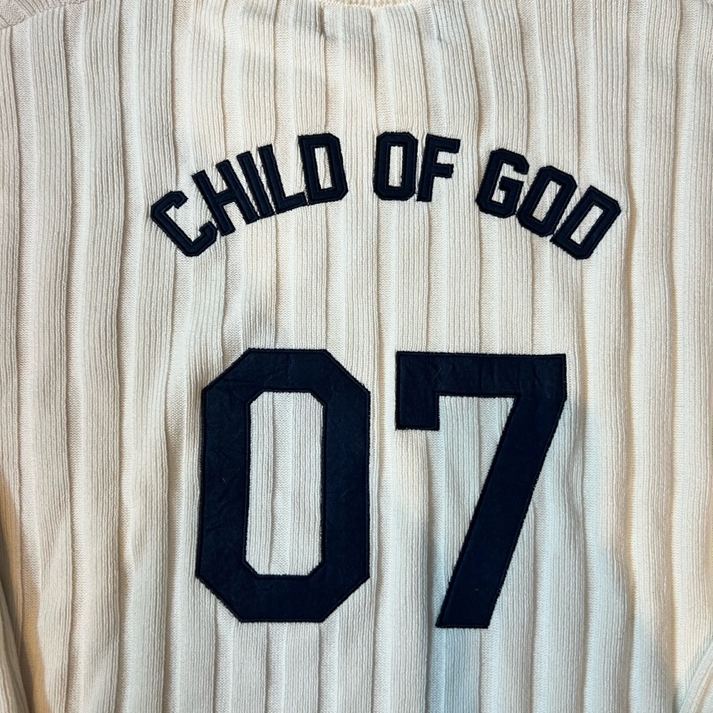 Not yet home ribbed white sweater child of god size large - Picture 5 of 5